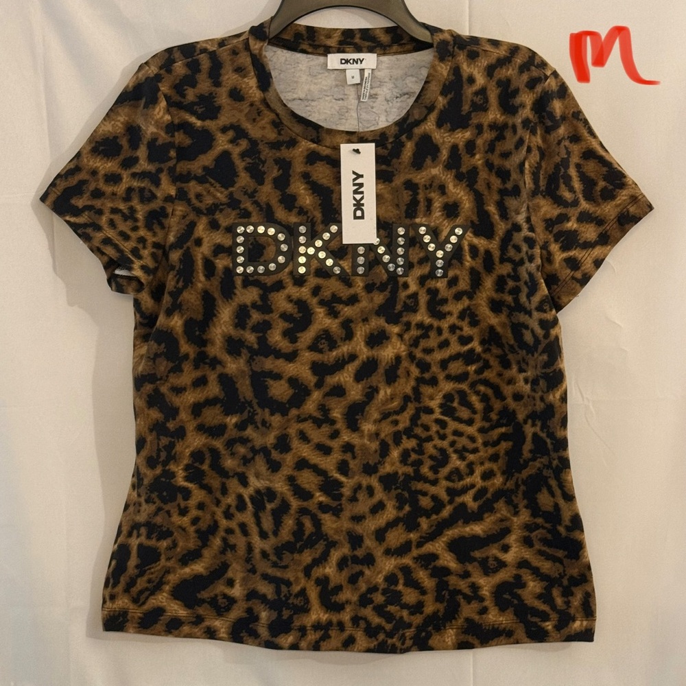 DKNY Leopard Print Top - Brown and Black